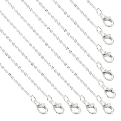 Plata Cadena de cable de hierro hacer collar, con cierres de pinza de langosta y extensores de cadena, soldada, plata, 17-3/4 pulgada (45 cm)