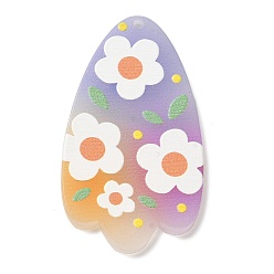 Colorful Printed Acrylic Pendants, Flower Petals Charm, Colorful, 42.5x24x2.5mm, Hole: 1.6mm