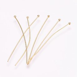 Golden 304 Stainless Steel Ball Head pins, Golden, 50mm, Pin: 0.7mm, 21 Gauge, Head: 2mm