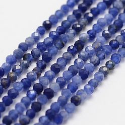Sodalite Natural Grade A Sodalite Beads Strands, Round, Faceted, 2mm, Hole: 0.5mm, about 195pcs/strand, 15.3 inch(39cm)