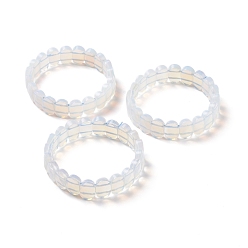 Opalite Pulsera elástica con cuentas ovaladas de opalite, joyas de piedras preciosas para mujeres, diámetro interior: 2-1/8 pulgada (5.4~5.5 cm)