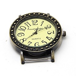Bronze Antique Compoments de montres en alliage, plat rond, bronze antique, 40x35x8mm, Trou: 20x1mm