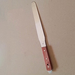 Couleur Acier Inoxydable Couteau de peinture spatule en acier avec manche en bois, grattoir mélangeur, pour le mélange de couleurs de peinture à l'huile, couleur inox, 36x2.5 cm