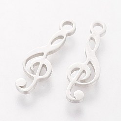 Stainless Steel Color 304 Stainless Steel Pendants, Treble Clef, Stainless Steel Color, 16.3x5.3x1mm, Hole: 1.5mm