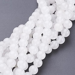 Jade Blanc Perles naturelles, perles de jade , ronde, 8mm, Trou: 1mm, Environ 47 pcs/chapelet, 15 pouce