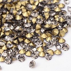 Diamante Negro Volver grado niquelado un vaso de diamante señaló rhinestone, diamante negro, 3~3.2 mm, sobre 1440 unidades / bolsa