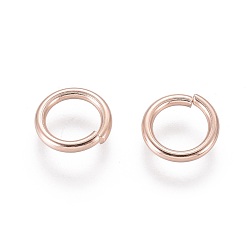 Oro Rosa 304 de acero inoxidable anillos del salto abierto, oro rosa, 8x1.2 mm, diámetro interior: 6 mm