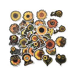 Sandy Brown 50Pcs Cartoon Sunflower Paper Sticker Label Set, Adhesive Label Stickers, for Suitcase & Skateboard & Refigerator Decor, Sandy Brown, 37~70x35~65x0.3mm