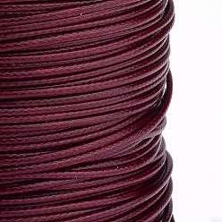 Dark Red Braided Korean Waxed Polyester Cords, Dark Red, 0.8mm, about 87.48 yards(80m)/roll