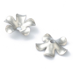 Stainless Steel Color 304 Stainless Steel Bead Caps, 5-Petal, Flower, Stainless Steel Color, 9x9x2.2mm, Hole: 1.2mm