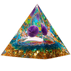 Aventurine Pourpre Décorations pyramidales en cristal d'aventurine violet naturel, ange guérisseur pyramide de cristal pyramide de pierre, pour la méditation de guérison, 60x60x65mm
