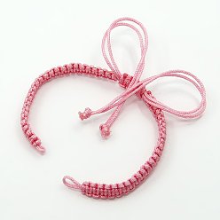 Pink Cordon tressé en nylon pour la fabrication de bracelets de bricolage, rose, 145~155x5x2mm, Trou: 2~4mm