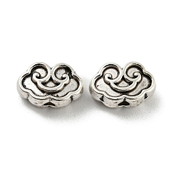 Argent Antique Perles en alliage de style tibétain, sans plomb et sans cadmium, nuage de bon augure, argent antique, 6.5x10x4mm, Trou: 1.6mm, environ1111 pcs / 1000 g