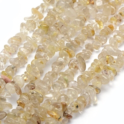 Quartz Rutilated Or naturel rutile perles de quartz brins, puce, 5~8mm, Trou: 1mm, environ 33 pouces (84 cm)