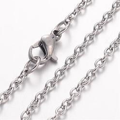 Stainless Steel Color 304 Stainless Steel Necklace, Cable Chains, with Lobster Clasps, Stainless Steel Color, 23.6 inch(600mm), 2.3mm