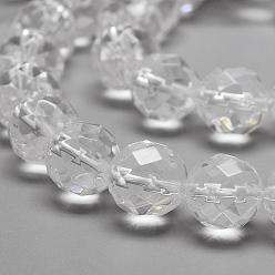 Хрусталь Класс ab натуральный кварцевый кристалл бисер прядь, граненые круглые, 10 мм, отверстие : 1 мм, около 34~35 шт / нитка, 13.78 дюйм