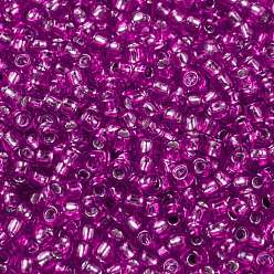 (2214) Silver Lined Hot Pink TOHO Round Seed Beads, Japanese Seed Beads, (2214) Silver Lined Hot Pink, 8/0, 3mm, Hole: 1mm, about 1110pcs/50g