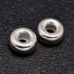 Silver Rondelle 925 Sterling Silver Spacer Beads, Silver, 4.5x2mm, Hole: 1.5mm, about 219pcs/20g