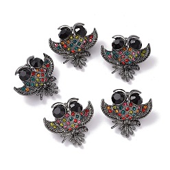 Colorful Alloy Safety Brooches, Resin Rhinestone Pin for Women, Owl, Colorful, 28x30mm