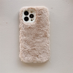 Светло-коричневый Теплый плюшевый чехол для мобильного телефона для женщин и девочек, пластиковые зимние защитные чехлы для камеры для iphone13, загар, 15.4x8x1.4 см