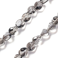 Slate Gray Electroplate Glass Beads Strands, Pearl Luster Plated, Nuggets, Slate Gray, 7x6.5x6mm, Hole: 0.9mm, about 90pcs/strand, 24.41 inch(62cm)
