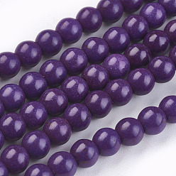 Indigo Synthetic Turquoise Beads Strands, Dyed, Round, Indigo, 6mm, Hole: 1.2mm, about 67pcs/strand, 15.75 inch