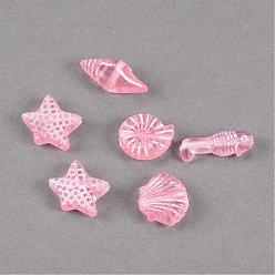 Pink Прозрачный акриловый шарм, разнообразные, розовые, 11~16.5x6~13x4~5.5 мм, Отверстие : 1 мм , около 1260 шт / 500 г