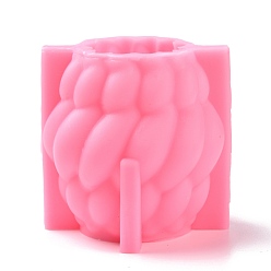 Rosa Caliente Moldes de silicona de grado alimenticio para velas de barril torcido, para hacer velas perfumadas, color de rosa caliente, 94x96x95 mm