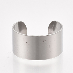 Platinum 304 Stainless Steel Cuff Rings, Open Rings, Wide Band Rings, Platinum, Size 8, 18mm, 10mm