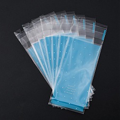 Bleu Ciel Foncé Sacs de cellophane en plastique rectangle, pour l'emballage de rouge à lèvres, motif de points de polka, bleu profond du ciel, 13x5 cm, épaisseur unilatérale: 0.035 mm, mesure intérieure: 10x5 cm, environ 96~100 pcs / sac