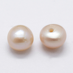 Lavender Blush Natural Cultured Freshwater Pearl Beads, Grade 3A, Half Drilled, Rondelle, Dyed, Lavender Blush, 5x4mm, Hole: 0.8mm, about 160pcs/board