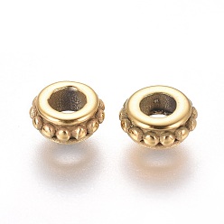 Golden 304 Stainless Steel Spacer Beads, Ion Plating (IP), Ring, Golden, 6.5x3mm, Hole: 3mm