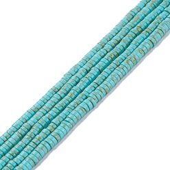 Light Sea Green Synthetic Turquoise Beads Strands, Dyed, Heishi Beads, Flat Round/Disc, Light Sea Green, 4x1mm, Hole: 1mm, 15.24~16.06 inch(38.7~40.8cm)