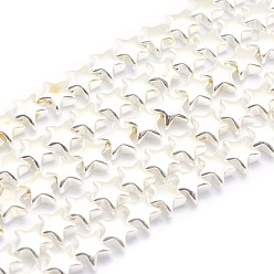Silver Plated Electroplate Non-magnetic Synthetic Hematite Beads Strands, Grade AA, Long-Lasting Plated, Star, Silver Plated, 6x6mm, Hole: 0.8mm, about 85pcs/strand, 15.7 inch(40cm)