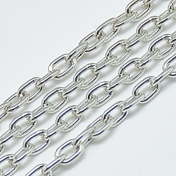 Argent Chaînes de câbles en aluminium, non soudée, ovale, argenterie, 4.6x3.1x0.8mm