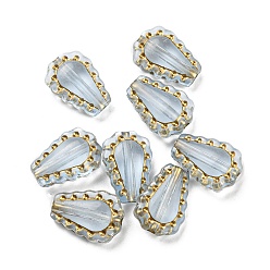 Bleu Acier Clair Placage perles acryliques transparents, métal doré enlaça, larme, bleu acier clair, 17x12x6mm, Trou: 1.8mm, 750 pcs / 500 g