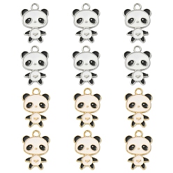Platine & Or 12 pcs 2 couleurs pendentifs en alliage d'émail, charme de panda, platine et d'or, 21.5x14.5x1mm, Trou: 2mm, 6 pcs / couleur
