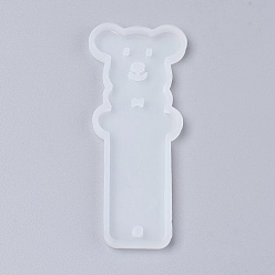 Blanc Moules de marque-page en silicone, moules de résine, ours, blanc, 94x39x4.5mm, diamètre intérieur: 91x37 mm