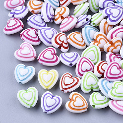 Mixed Color Acrylic Beads, Craft Beads, Heart, Mixed Color, 10x10x6.5mm, Hole: 1.6mm, about 1700pcs/500g