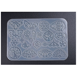 White Pendant Silicone Molds, Resin Casting Molds, For UV Resin, Epoxy Resin Jewelry Making, Butterfly & Tree & Flower, White, 10x14.4cm