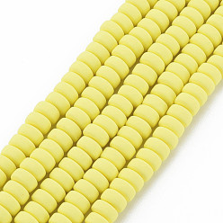 Light Yellow Handmade Polymer Clay Beads Strands, for DIY Jewelry Crafts Supplies, Flat Round, Light Yellow, 6~7x3mm, Hole: 1.5mm, about 113~116pcs/strand, 15.55 inch~16.14 inch(39.5~41cm)
