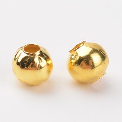 Золотой Spacer бисер железа, круглые, золотые, 4 мм, отверстие : 1.5 мм