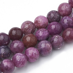 Lepidolite Natural Lepidolite/Purple Mica Stone Beads Strands, Spodumene Beads, Round, 8~9mm, Hole: 1mm, about 49~53pcs/strand, 15.7 inch~16.1 inch