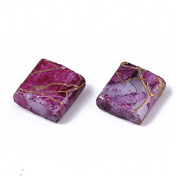 Фиолетовый 2 бисер стеклянный вытяжной, непрозрачная окраска распылением, прямоугольные, фиолетовые, 5x4.5~5x2~2.5 мм, отверстие : 0.5~0.8 мм
