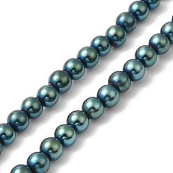 Green Plated Electroplate Synthetic Magnetic Hematite Beads Strands, Round, Green Plated, 5mm, Hole: 0.8mm, about 84~87pcs/strand, 16.14~16.96''(41~43cm)