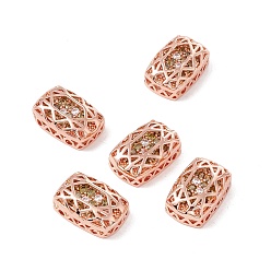 Olive Eco-friendly Brass Micro Pave Cubic Zirconia Multi-strand Links, Rack Plating, Cadmium Free & Lead Free, Rectangle, Rose Gold, Olive, 14x10x5mm, Hole: 1.2mm