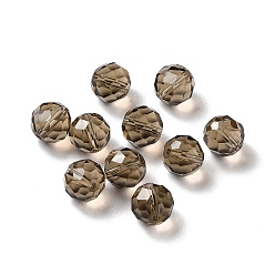 Café Verre imitation perles de cristal autrichien, facette, ronde, café, 8mm, Trou: 1mm