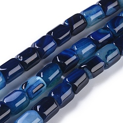 Teal Natural Agate Beads Strands, Dyed & Heated, Column, Teal, 20x15mm, Hole: 1.2mm, about 19pcs/strand, 14.76 inch(37.5cm)