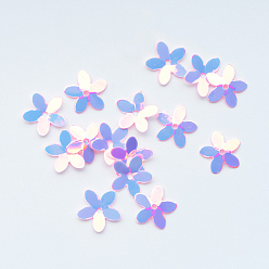 Bleu Ciel Clair Perles de paillette en plastique, perles de paillettes, fleur, lumière bleu ciel, 10x10.5x0.5mm, trou: 1 mm, environ 16000 pcs / 500 g