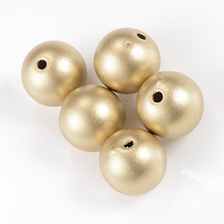 Золотистый Матовый стиль спрей окрашены акриловые шарики, круглые, золотые, 20 мм, Отверстие : 2 мм , около 110 шт / 500 г